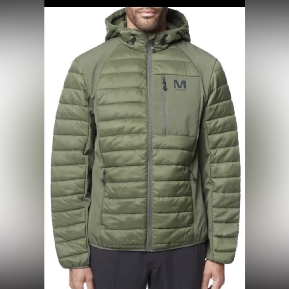 Merrell Men's Hooded Mixed Media Puffer Softshell Jacket NWT